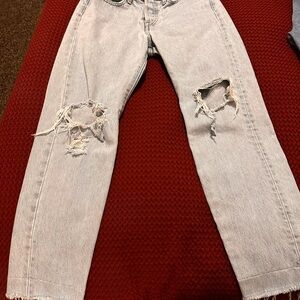 Levi's Light Blue Distressed Straight Leg Jeans